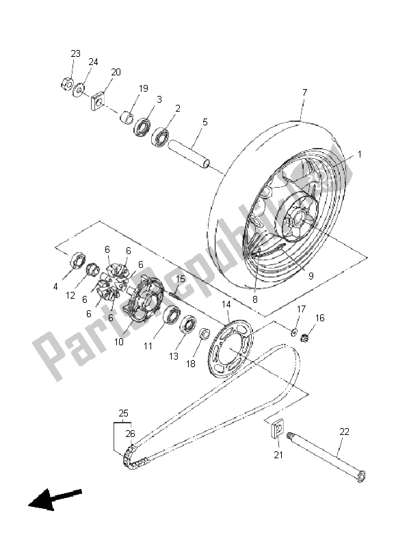 Tutte le parti per il Ruota Posteriore del Yamaha FZ8 S Fazer 800 2011