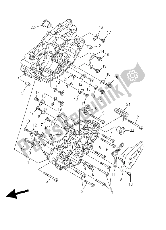 All parts for the Crankcase of the Yamaha WR 250F 2002