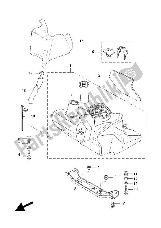 All parts for the Fuel Tank of the Yamaha VP 125 X City 2008