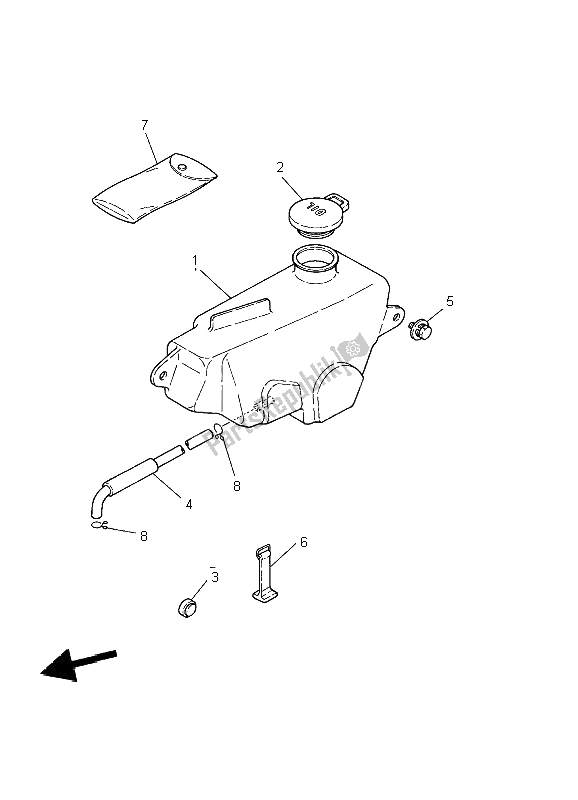 All parts for the Oil Tank of the Yamaha PW 80 2002