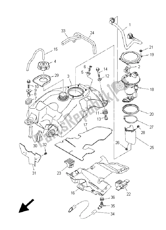 Wszystkie części do Zbiornik Paliwa Yamaha YFM 700R 2009