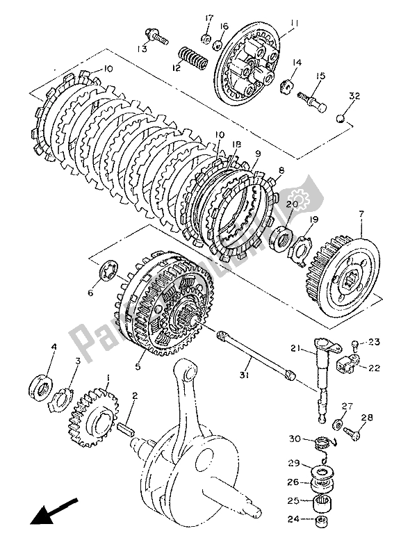 Todas as partes de Embreagem do Yamaha SRX 600 1986