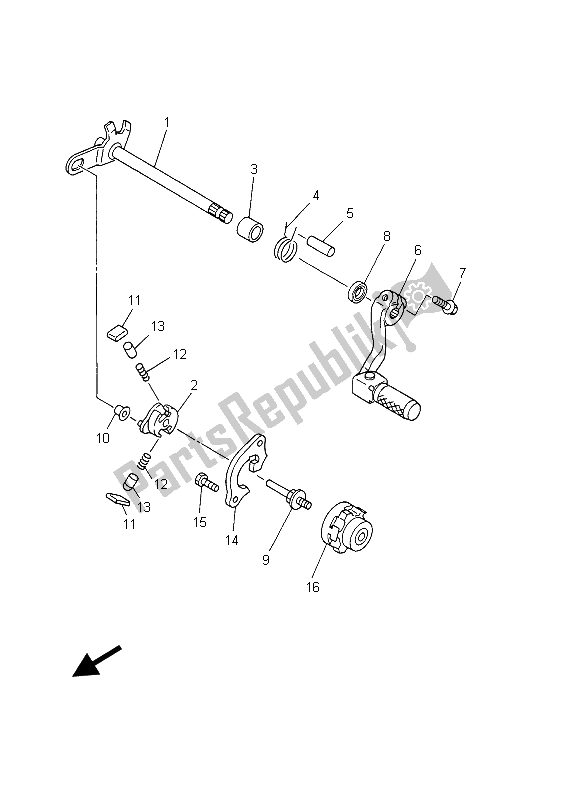 All parts for the Shift Shaft of the Yamaha WR 450F 2003