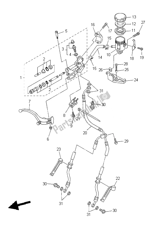All parts for the Front Master Cylinder of the Yamaha YZF R6 600 2010