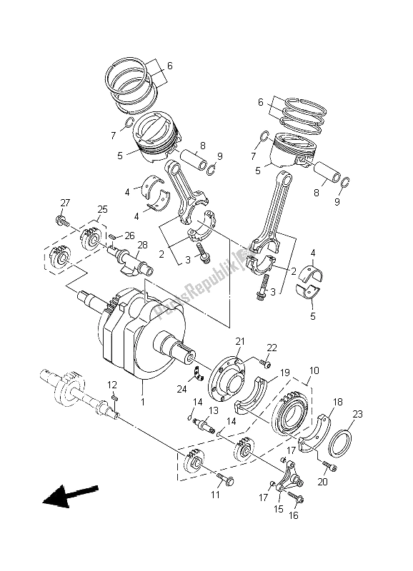 All parts for the Crankshaft & Piston of the Yamaha XV 1900A Midnighst Star 2009