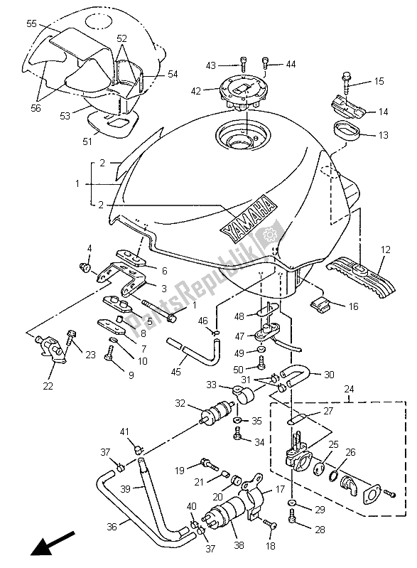 Todas las partes para Depósito De Combustible de Yamaha YZF 600R Thundercat 1996