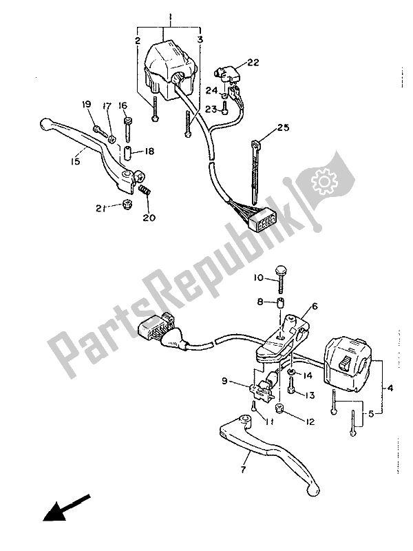 Tutte le parti per il Impugnatura Interruttore E Leva del Yamaha FZ 600 1986