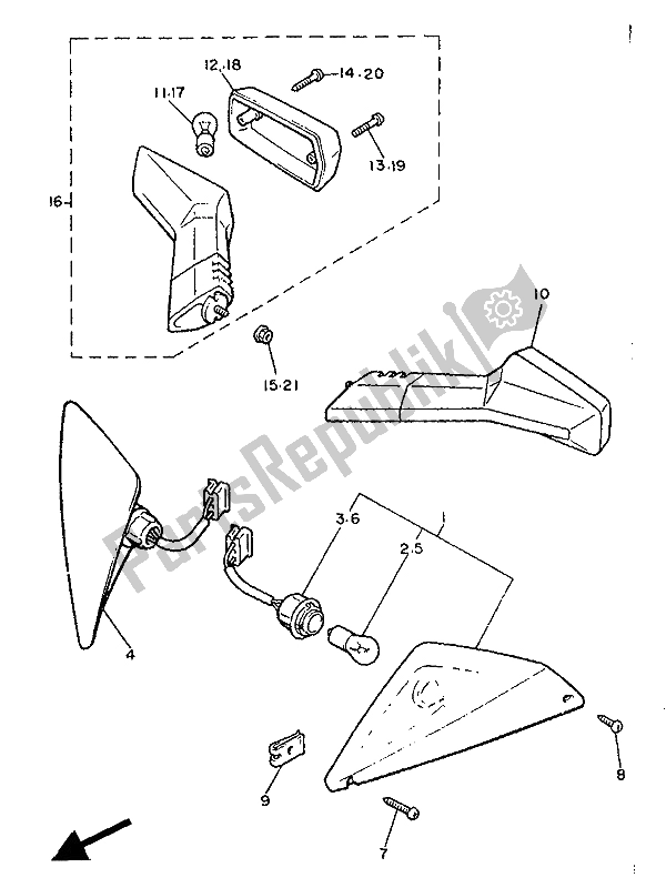 Toutes les pièces pour le Lumière Clignotante du Yamaha XVZ 12 TD Venture Royal 1300 1988