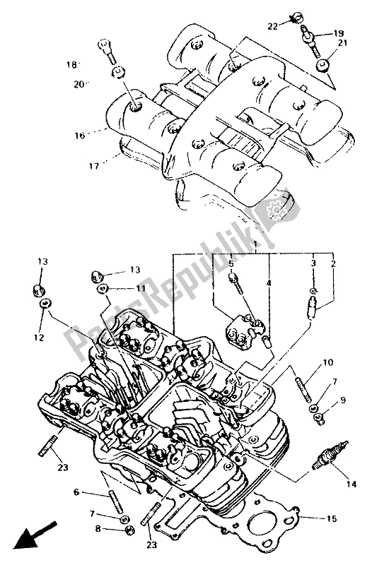 All parts for the Cylinder Head of the Yamaha XJ 600N 1994