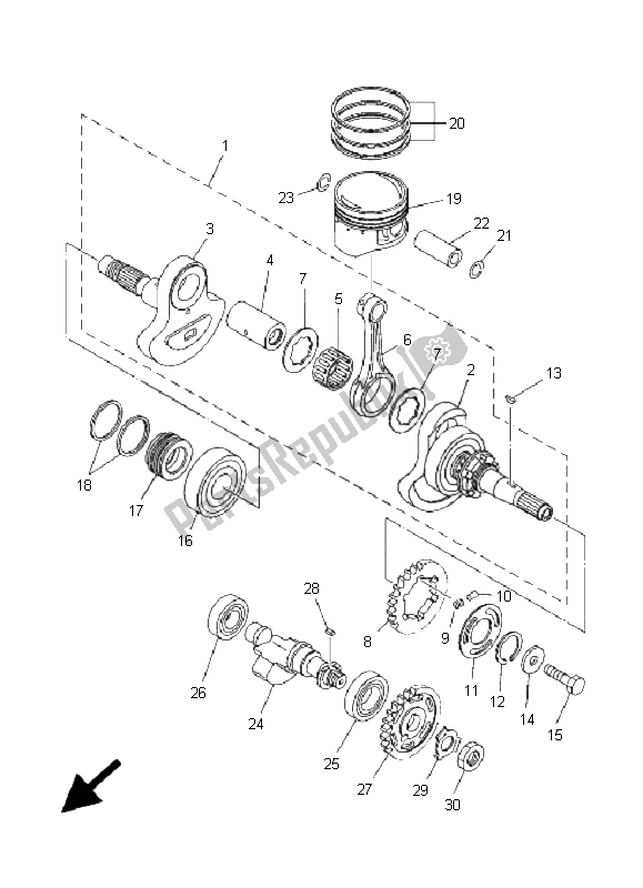 All parts for the Crankshaft & Piston of the Yamaha YFM 350 Grizzly 2X4 2009