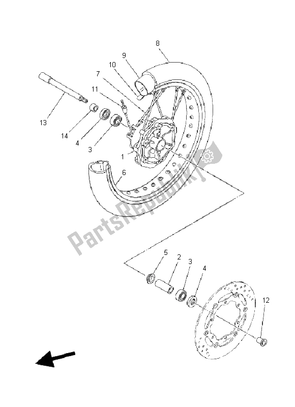 Tutte le parti per il Ruota Anteriore del Yamaha XT 660X 2008