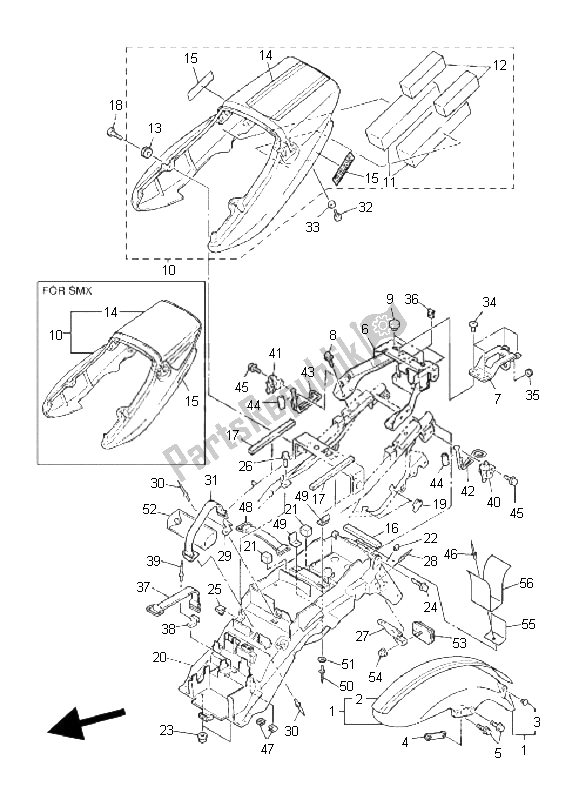 All parts for the Fender of the Yamaha XJR 1300 2008