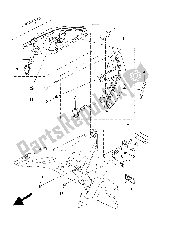 Toutes les pièces pour le Feu Arrière du Yamaha YP 400 RA 2015