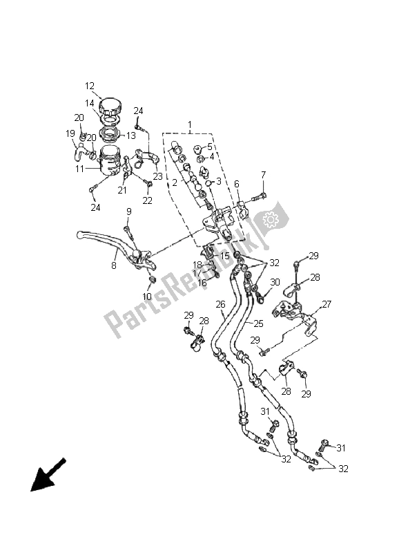 Toutes les pièces pour le Maître-cylindre Avant du Yamaha YZF 1000R Thunderace 2001