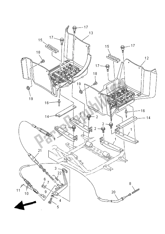 All parts for the Stand & Footrest of the Yamaha YFM 450 FWA Grizzly 4X4 2014