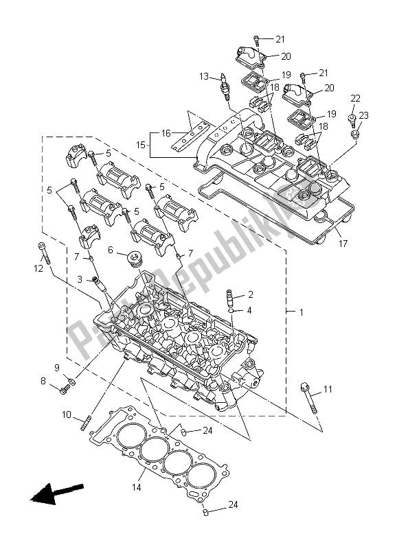 All parts for the Cylinder Head of the Yamaha XJ6 NA 600 2009