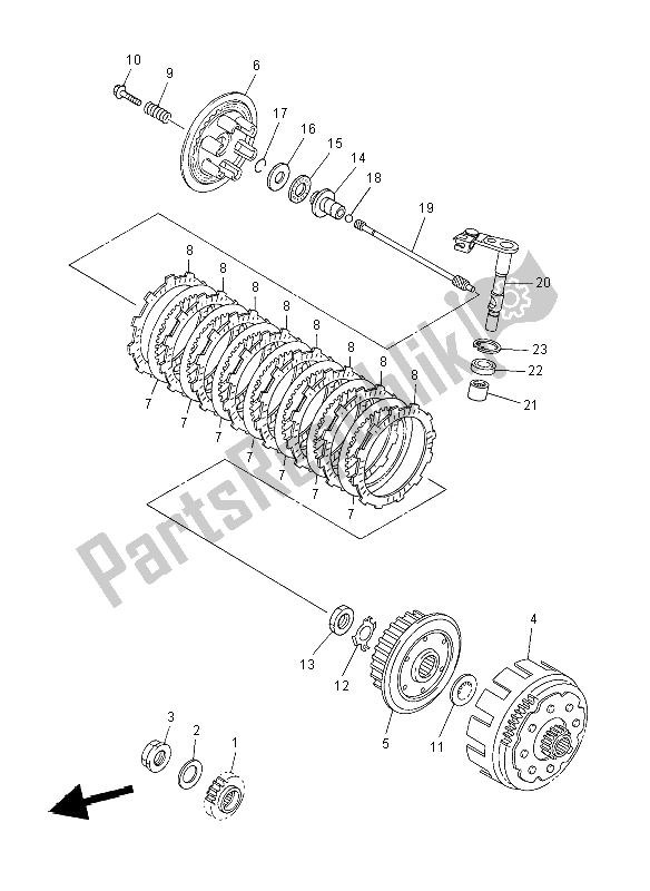 Todas las partes para Embrague de Yamaha YZ 450F 2008