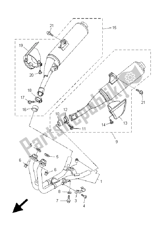 Todas as partes de Escape do Yamaha TDM 900 2005