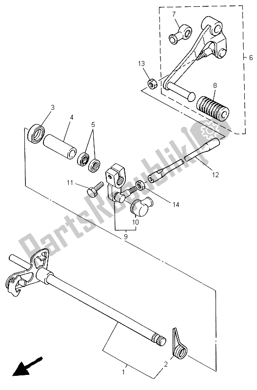 Alle onderdelen voor de Schakelas van de Yamaha YZF 600R Thundercat 1999