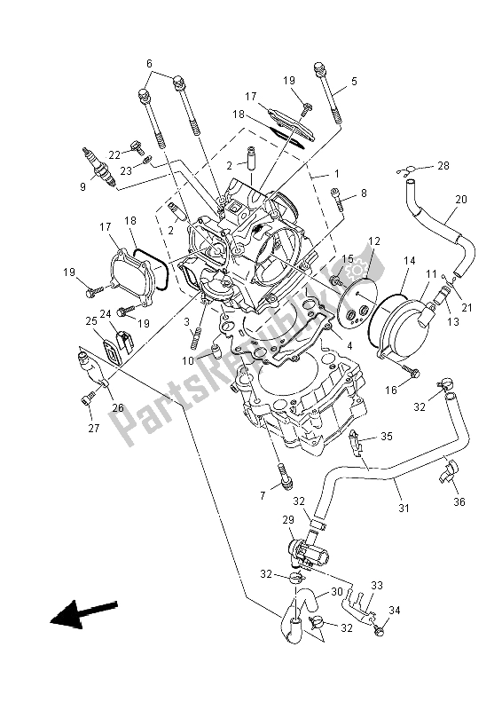 All parts for the Cylinder Head of the Yamaha YFM 700 Fwad Grizzly 4X4 2014