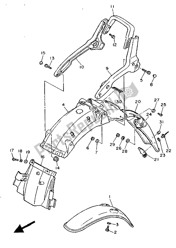 All parts for the Fender of the Yamaha XV 1000 Virago 1986