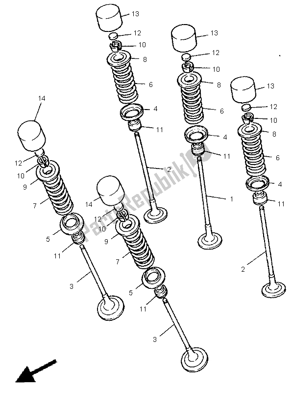 Toutes les pièces pour le Soupape du Yamaha GTS 1000A 1998