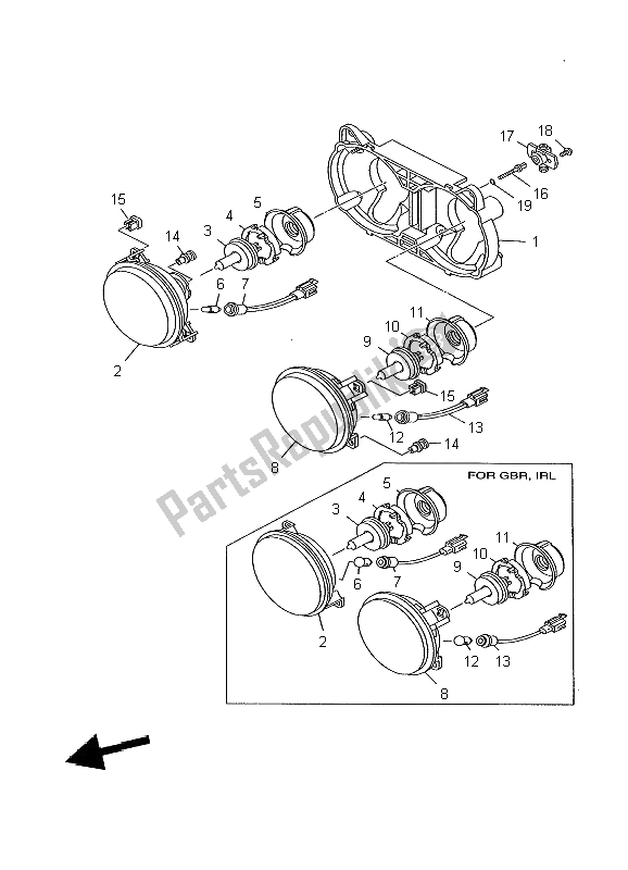 Todas as partes de Farol do Yamaha TDR 125 2002