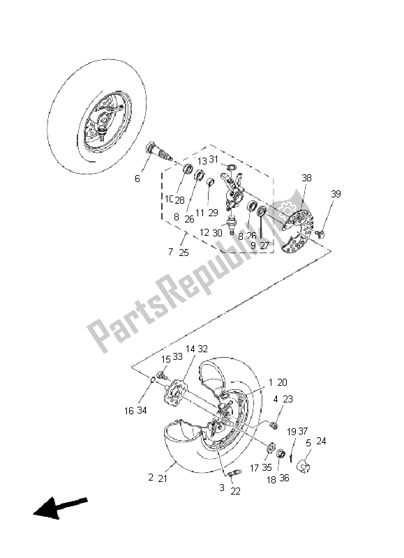 Toutes les pièces pour le Roue Avant du Yamaha YFM 350 Grizzly 2X4 2011