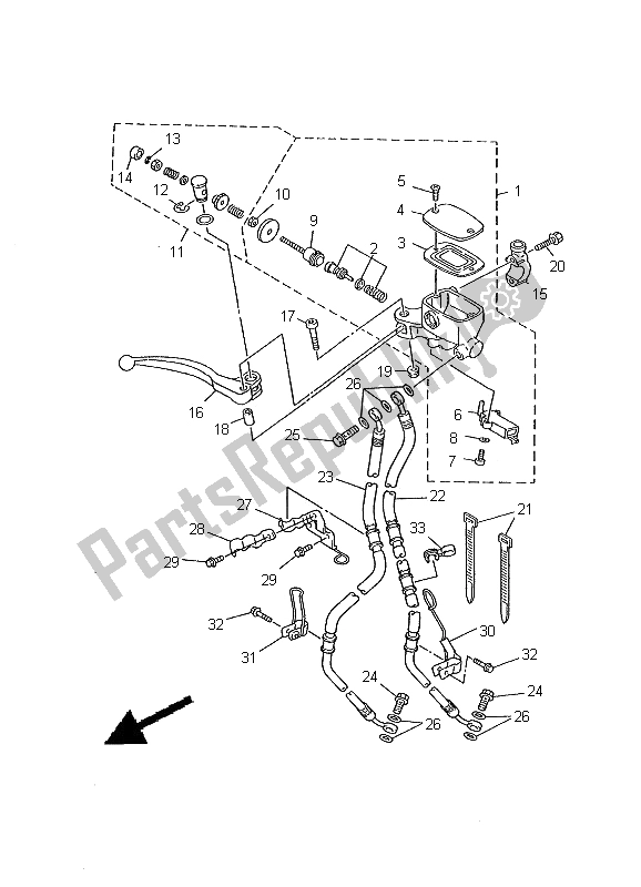 Toutes les pièces pour le Maître-cylindre Avant du Yamaha XJ 600S Diversion 2000