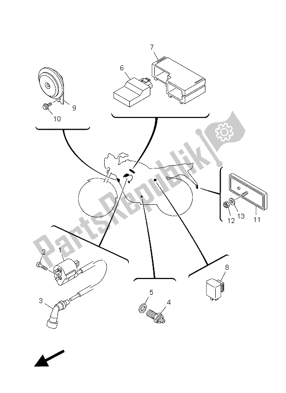 Wszystkie części do Elektryczny 2 Yamaha YBR 125 ED 2012