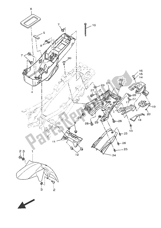 Alle onderdelen voor de Spatbord van de Yamaha MT-07 Tracer ABS 700 2016