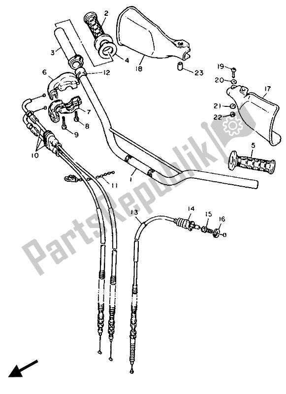 Todas as partes de Manivela E Cabo De Direção do Yamaha TT 600W 1989