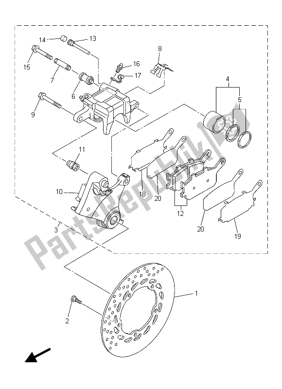 All parts for the Rear Brake Caliper of the Yamaha XJ6 SA 600 2015