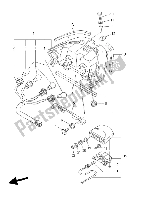 All parts for the Taillight of the Yamaha FJR 1300 AS 2010