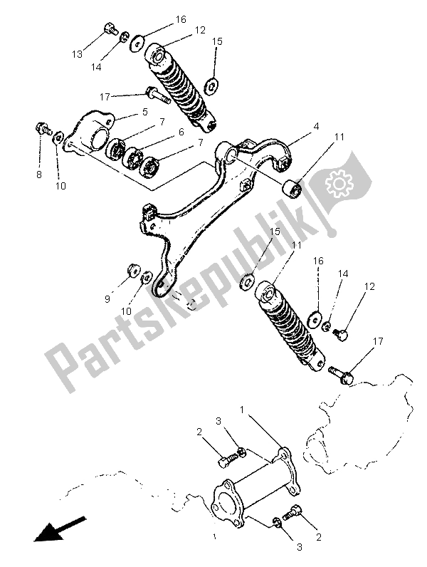 All parts for the Rear Arm & Suspension of the Yamaha PW 50 1998