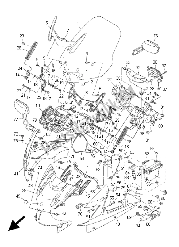 Tutte le parti per il Cowling 1 del Yamaha FJR 1300 AS 2011
