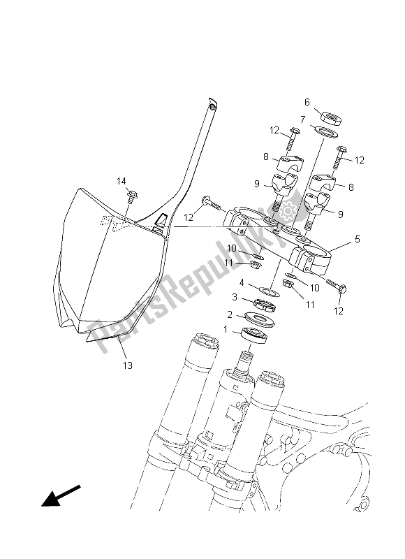 Alle onderdelen voor de Sturen van de Yamaha YZ 250 2015