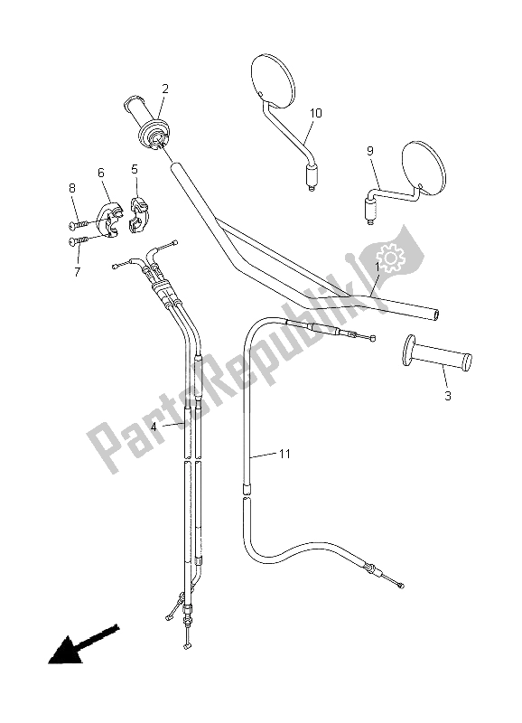 All parts for the Steering Handle & Cable of the Yamaha WR 250X 2012