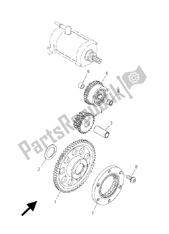 All parts for the Starter Clutch of the Yamaha YXR 700F Rhino 2009