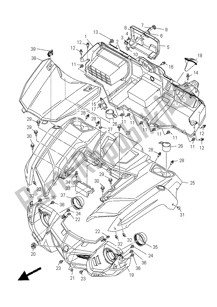 All parts for the Front Fender of the Yamaha YXM 700E Yamaha Black 2015