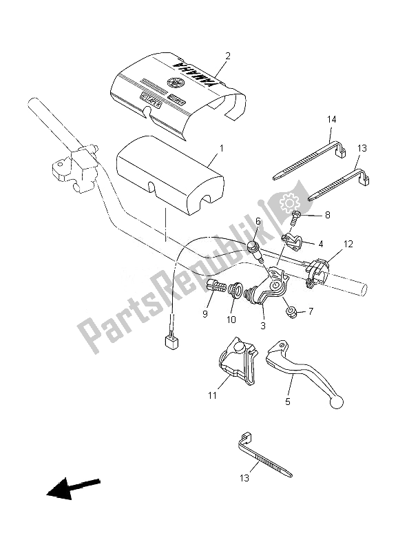 All parts for the Handle Switch & Lever of the Yamaha YZ 250 2010