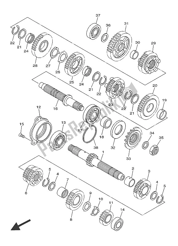 All parts for the Transmission of the Yamaha AJS6 SAP 2016