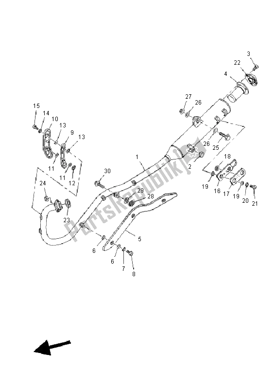 Tutte le parti per il Scarico del Yamaha TT R 125 SW LW 2011