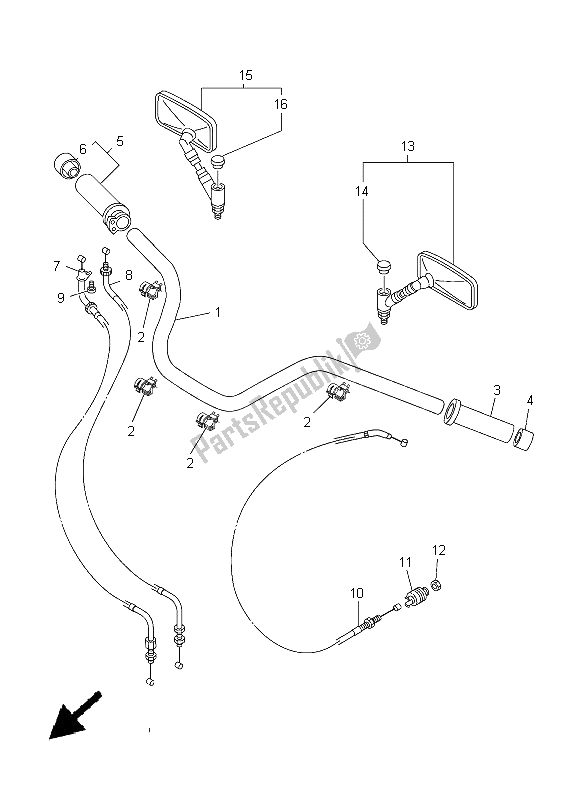 All parts for the Steering Handle & Cable of the Yamaha XVS 650A Dragstar Classic 2005