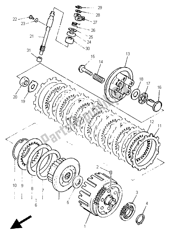 All parts for the Clutch of the Yamaha XJ 600S 1999