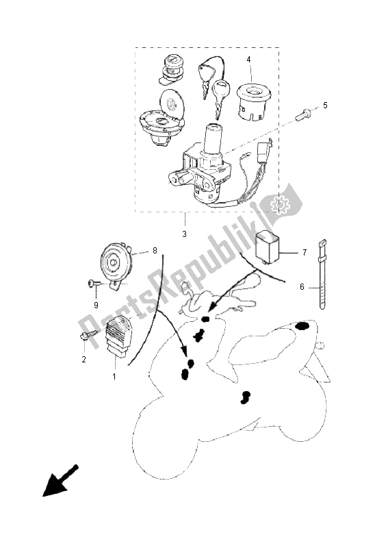 All parts for the Electrical 1 of the Yamaha YQ 50R Aerox 2007