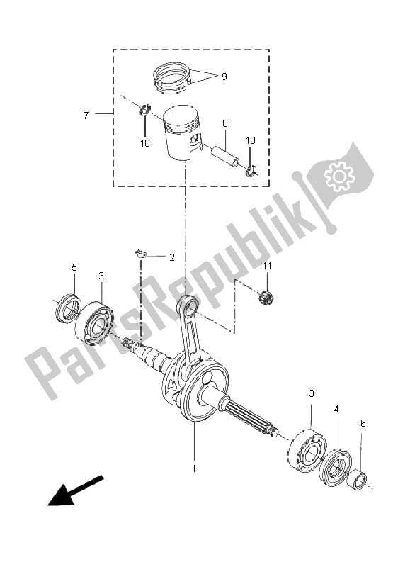 Tutte le parti per il Albero Motore E Pistone del Yamaha CW 50 2011