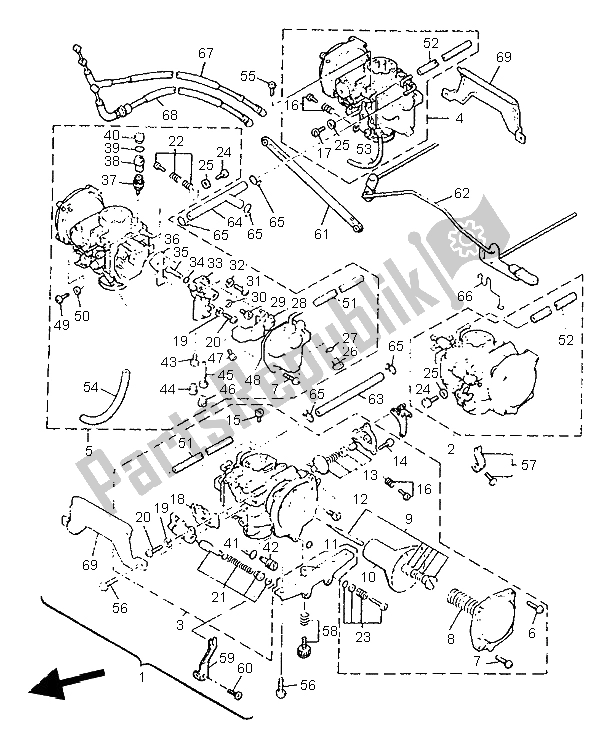 All parts for the Carburetor of the Yamaha V MAX 12 1200 1997