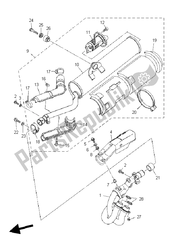 Tutte le parti per il Scarico del Yamaha YFM 660 FA Grizzly 2005