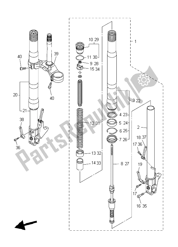 Todas as partes de Garfo Dianteiro do Yamaha YZF R1S 1000 2006